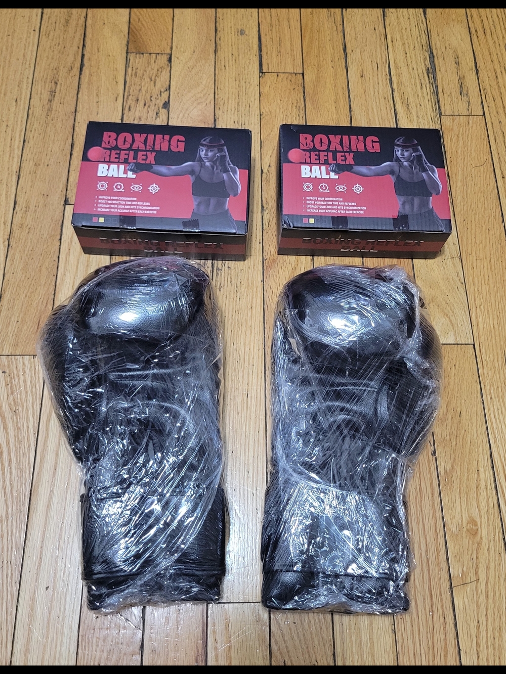 Fila Black Boxing Gloves and 2 boxing reflex
